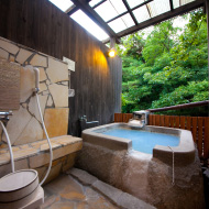 Guest room with private outdoor hot spring